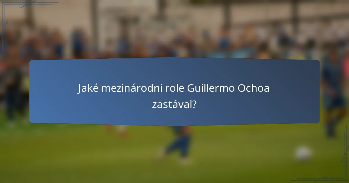 Jaké mezinárodní role Guillermo Ochoa zastával?