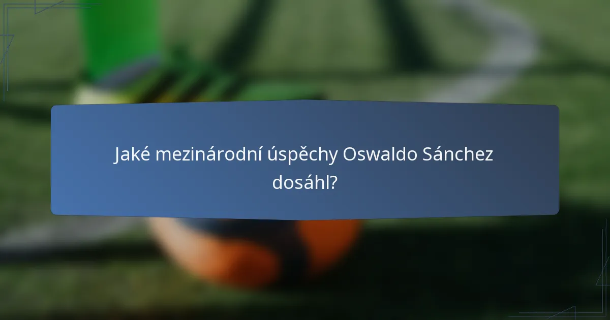 Jaké mezinárodní úspěchy Oswaldo Sánchez dosáhl?