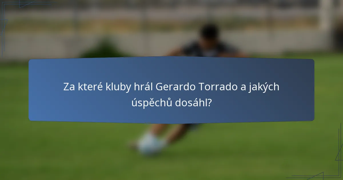Za které kluby hrál Gerardo Torrado a jakých úspěchů dosáhl?